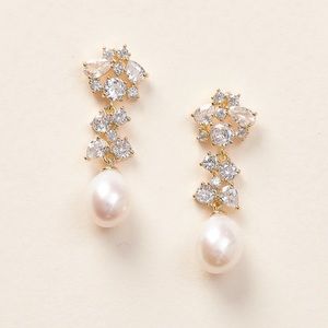Silvia Pearl & CZ Drop Earrings